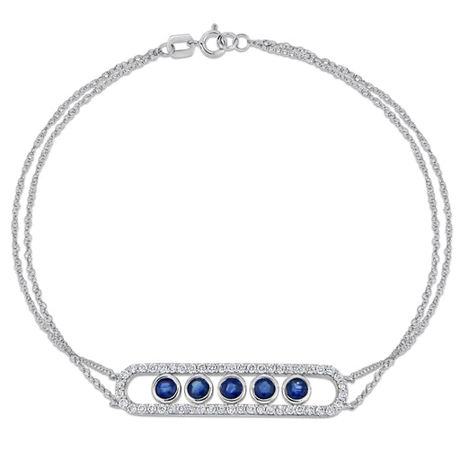 Paperclip Bracelet with Blue Sapphires