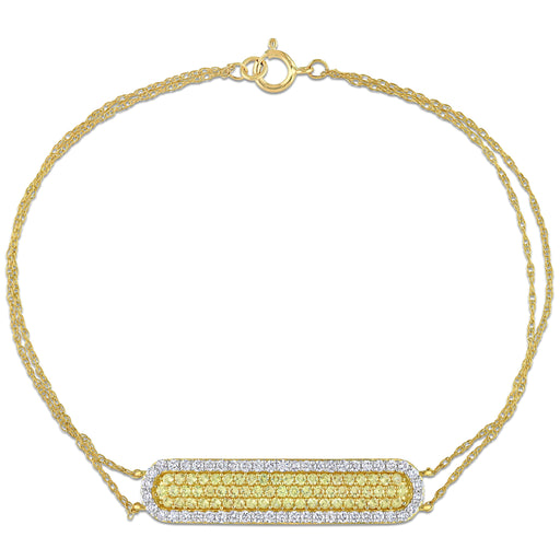 Diamond And Yellow Sapphire Bracelet With Chain 10K