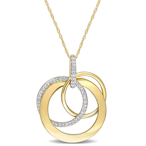 Quad-Circle Gold and Diamond Pendant