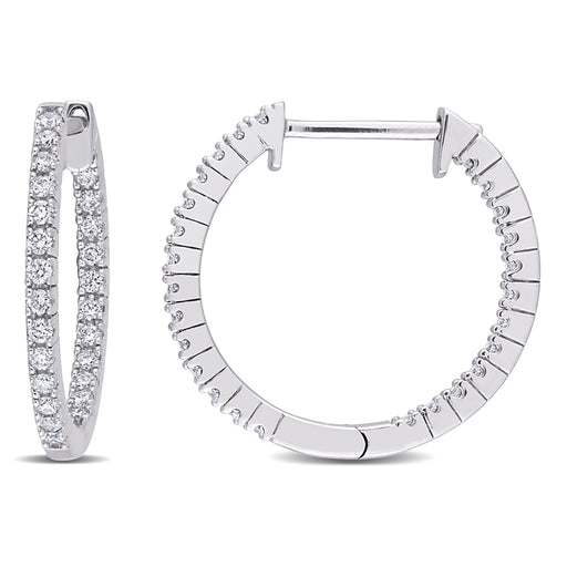 3/4 CT Diamond TW Hoop Earrings 10k White Gold GH I1;I2