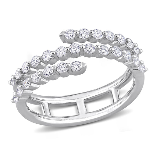Lab Created Diamond Crossover Ring In Platinum Plated Silver