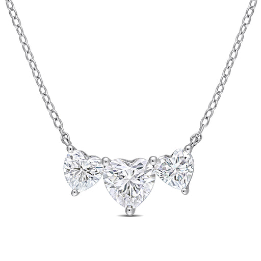 Created forever 3 Stone Station Moissanite Necklace