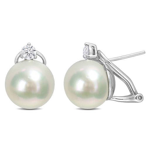 White South Sea Pearl and Diamond Clip Back Earring