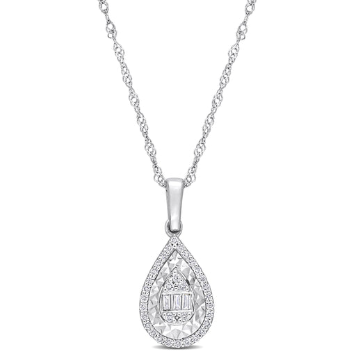 Round and Parallel Baguette Diamond Pendant