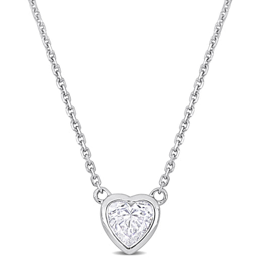 1/2 CT Heart Diamond bezel necklace 14k White Gold H SI Length (inches): 17