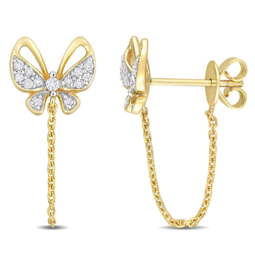 Diamond Butterfly Chain Link Earrings