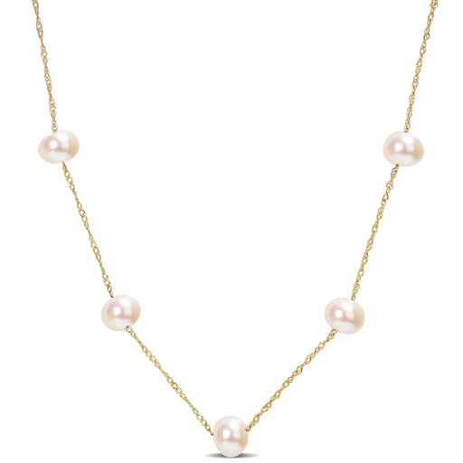 Pearl Tin Cup Necklace 14K Gold