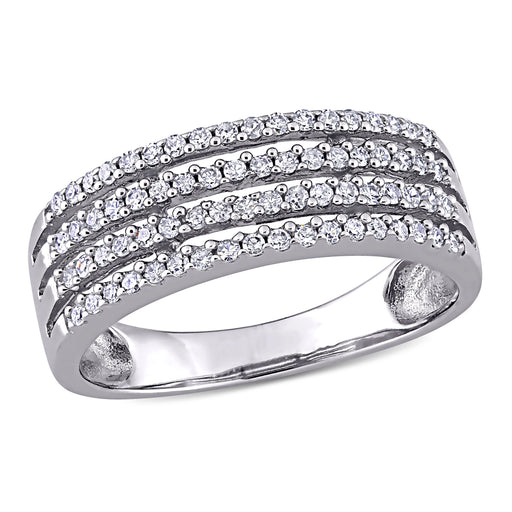 10K White Gold Multi-Row Diamond Ring